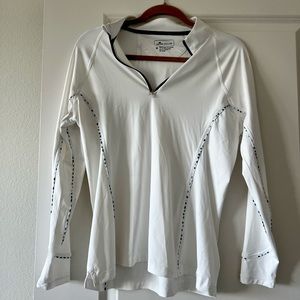 Peter millar womens white golf athletic long sleeve half zip UPF 50+